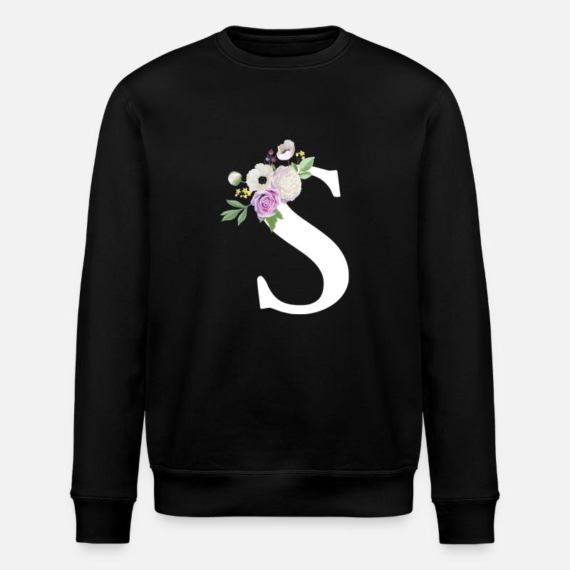 Lila Blumenbuchstabe S - Stanley/Stella Unisex Bio-Sweatshirt ROLLER - Schwarz