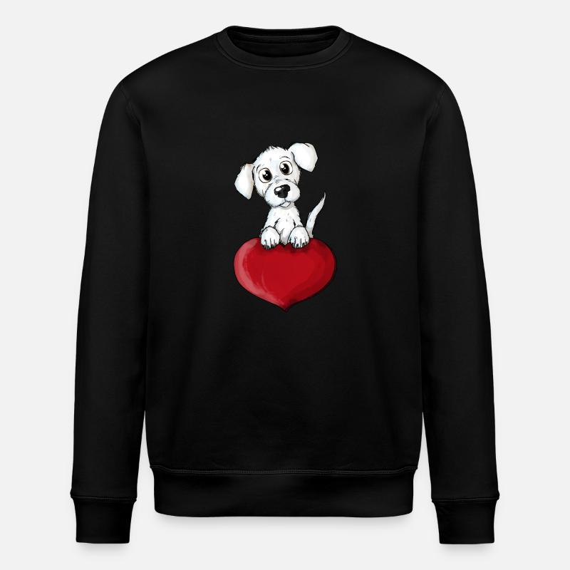 Hund Herz - Stanley/Stella Unisex Bio-Sweatshirt ROLLER - Schwarz