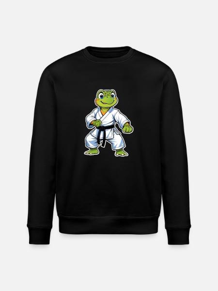 Karate Turtle Cartoon - Martial Arts - Stanley/Stella ROLLER Unisex Organic Sweatshirt - black