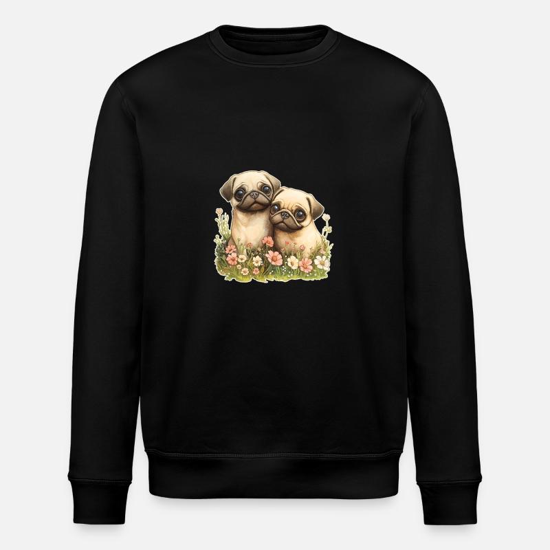 Cute pug couple - Stanley/Stella ROLLER Unisex Organic Sweatshirt - black