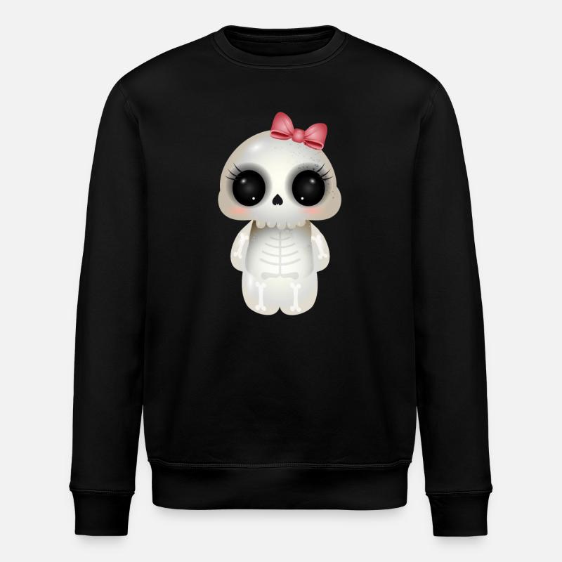 Crâne mignon avec nœud rose - Sweat bio ROLLER Stanley/Stella Unisexe - noir
