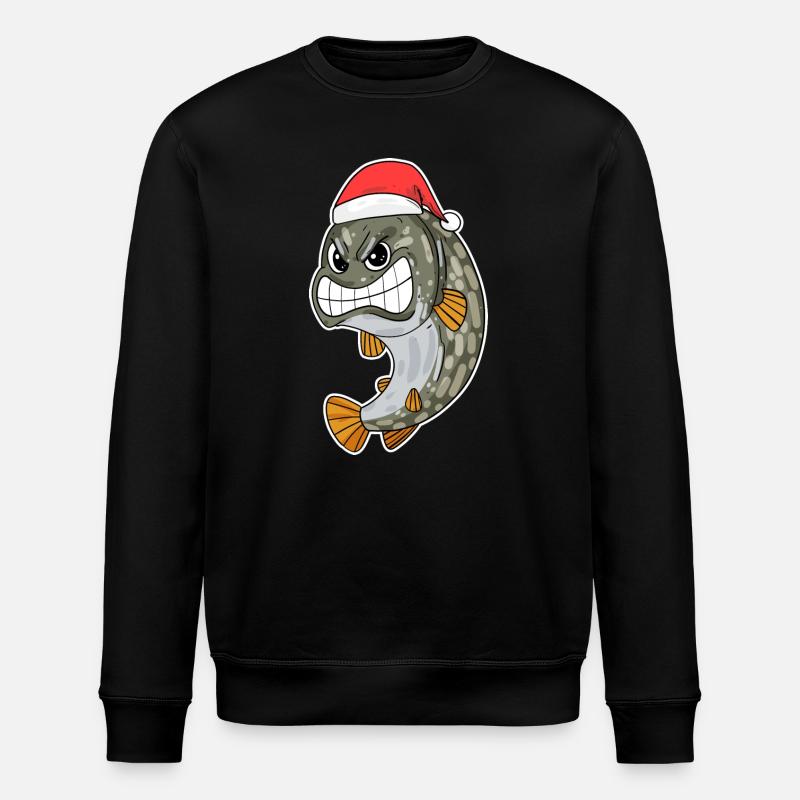 Pike Christmas Fish - Stanley/Stella ROLLER Unisex Organic Sweatshirt - black
