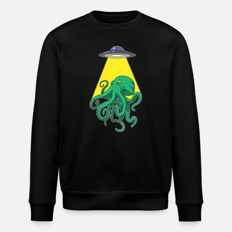 Octopus, Spaceship, Space - Stanley/Stella ROLLER Unisex Organic Sweatshirt - black