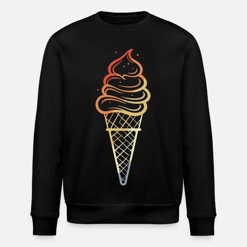 Ice Cream Cone Sketch Retro Style - Stanley/Stella ROLLER Unisex Organic Sweatshirt - black
