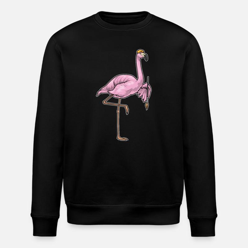 Flamingo Painter Brush Painting - Stanley/Stella ROLLER Unisex Organic Sweatshirt - black