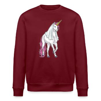 Einhorn Braut Schleier Hochzeit - Stanley/Stella Unisex Bio-Sweatshirt ROLLER - Burgunderrot - Vorne - Nik (191cm)