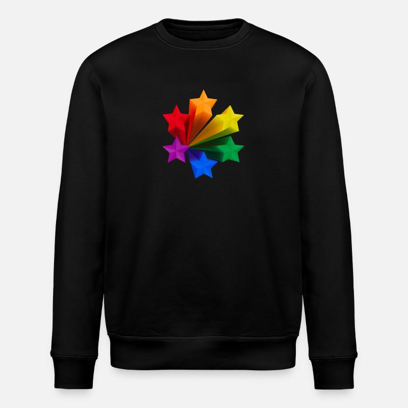 Dynamic Rainbow Stars LGBT - Stanley/Stella ROLLER Unisex Organic Sweatshirt - black