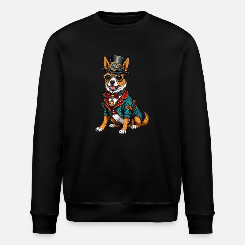 Steampunk-Hund - Stanley/Stella Unisex Bio-Sweatshirt ROLLER - Schwarz