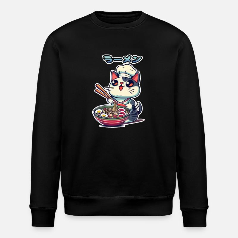 Fun Ramen Cat - Stanley/Stella ROLLER Unisex Organic Sweatshirt - black