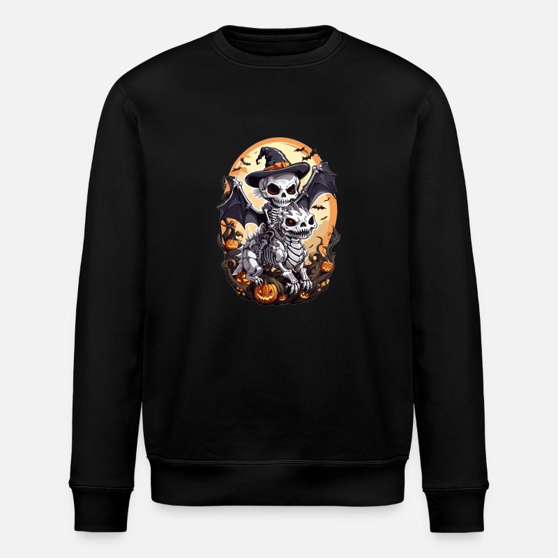 Skelett reitet Drachen - Stanley/Stella Unisex Bio-Sweatshirt ROLLER - Schwarz