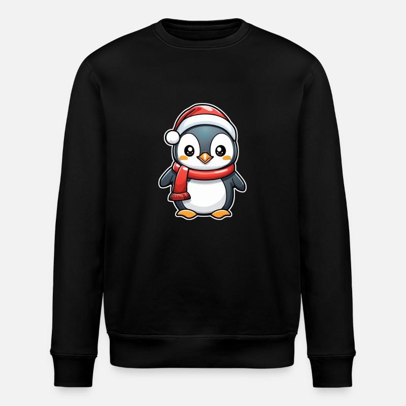 Pinguin Weihnachtsmütze - Stanley/Stella Unisex Bio-Sweatshirt ROLLER - Schwarz