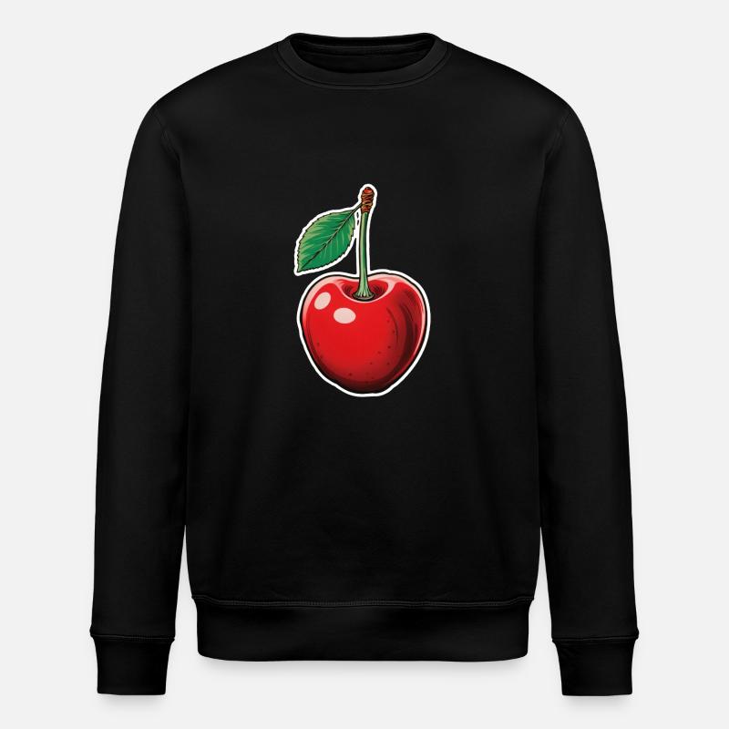 Kirsche einzelne Frucht - Stanley/Stella Unisex Bio-Sweatshirt ROLLER - Schwarz