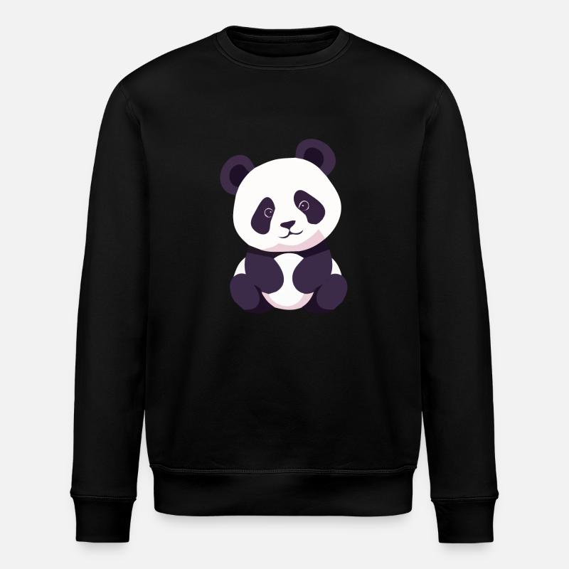 Panda Baby sitzend - Stanley/Stella Unisex Bio-Sweatshirt ROLLER - Schwarz