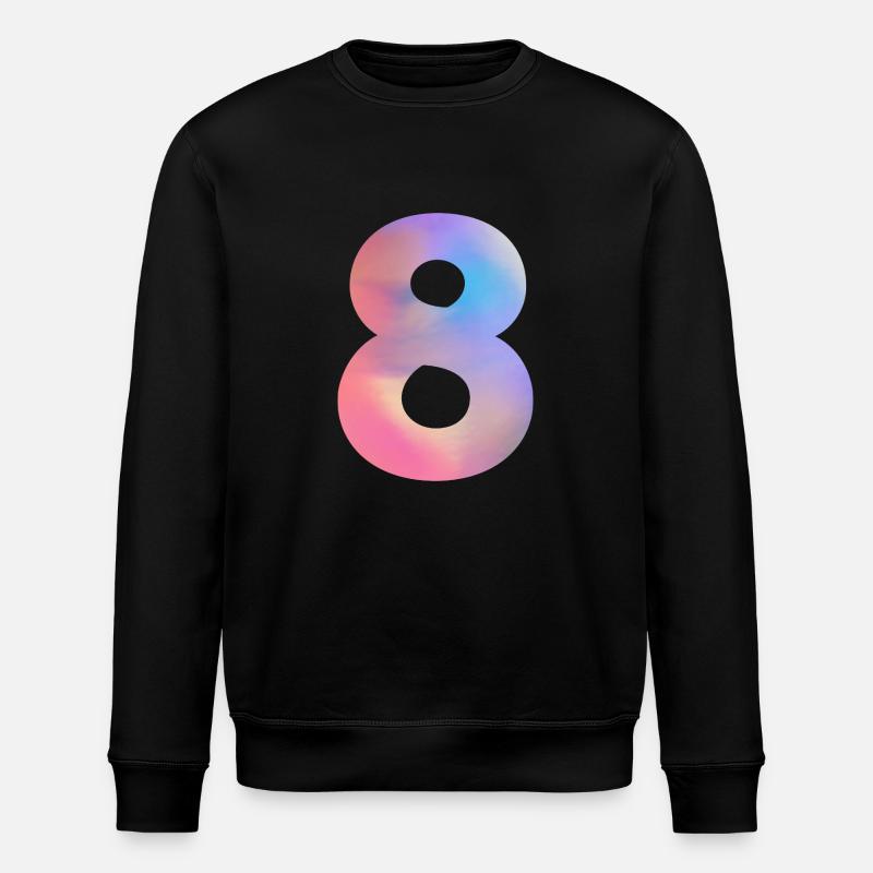 Bunte Zahl 8 - Stanley/Stella Unisex Bio-Sweatshirt ROLLER - Schwarz