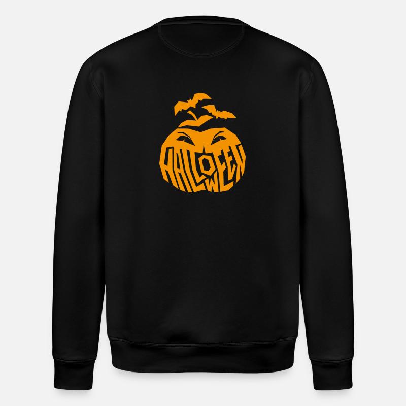 Gruseliger Kürbis - Stanley/Stella Unisex Bio-Sweatshirt ROLLER - Schwarz