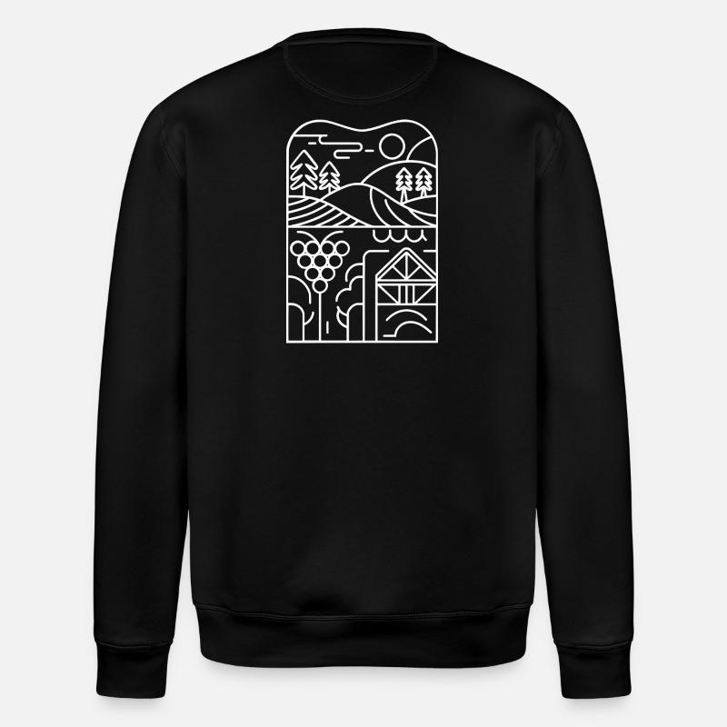 Paysage linéaire : vignoble et hutte - Sweat bio ROLLER Stanley/Stella Unisexe - noir