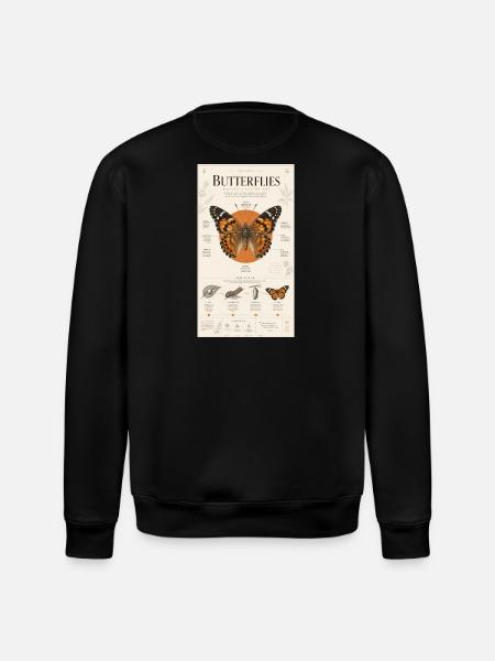 Butterfly Art Poster Nature Cycle - Stanley/Stella ROLLER Unisex Organic Sweatshirt - black