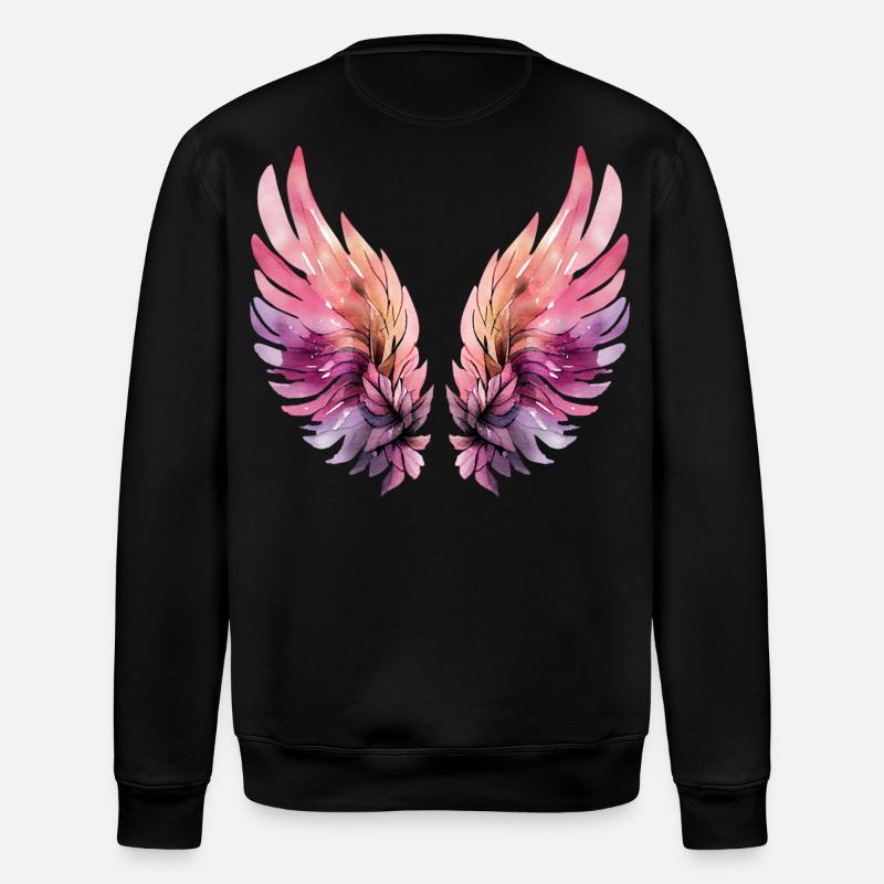 Ailes aquarelle rose et violette - Sweat bio ROLLER Stanley/Stella Unisexe - noir
