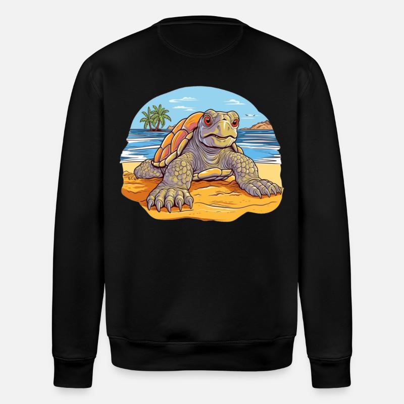 Schildkröte am Strand Illustration - Stanley/Stella Unisex Bio-Sweatshirt ROLLER - Schwarz