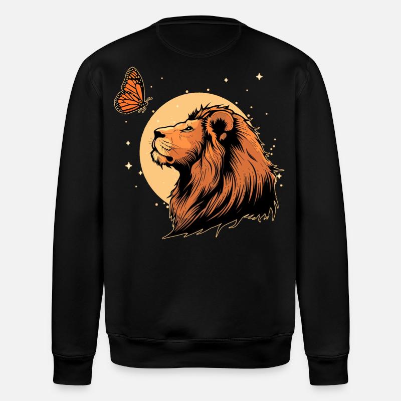 Löwe mit Schmetterling - Stanley/Stella Unisex Bio-Sweatshirt ROLLER - Schwarz