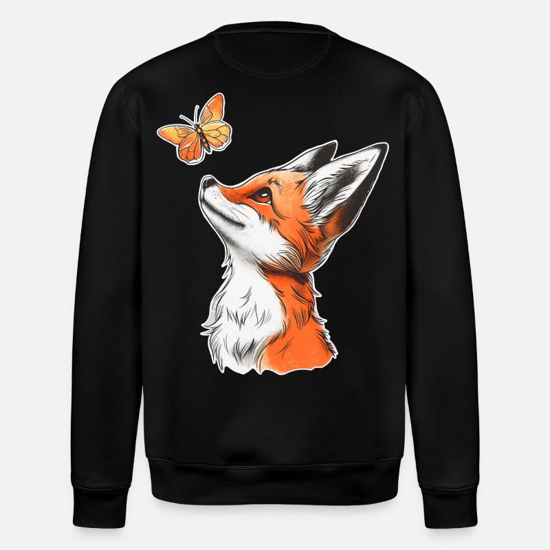 Fox with Butterfly - Stanley/Stella ROLLER Unisex Organic Sweatshirt - black