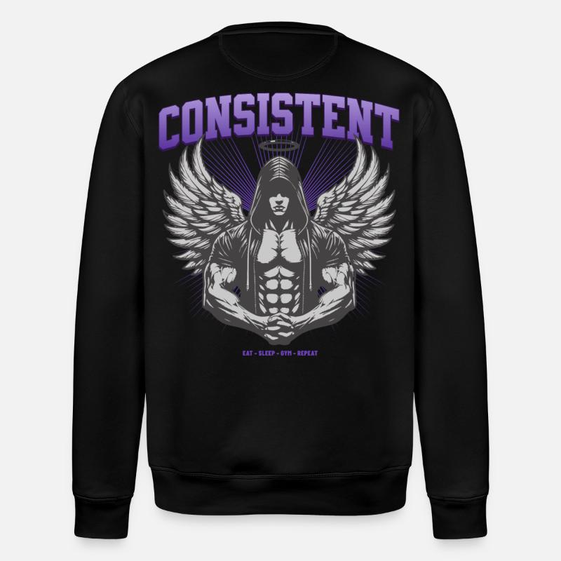 Consistent Gym Engel Design - Eat Sleep Gym Repeat - Stanley/Stella Unisex Bio-Sweatshirt ROLLER - Schwarz
