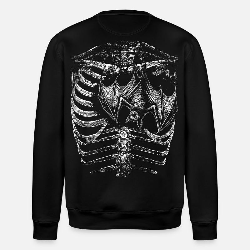 X-Ray Skeleton Body with Bat - Stanley/Stella ROLLER Unisex Organic Sweatshirt - black
