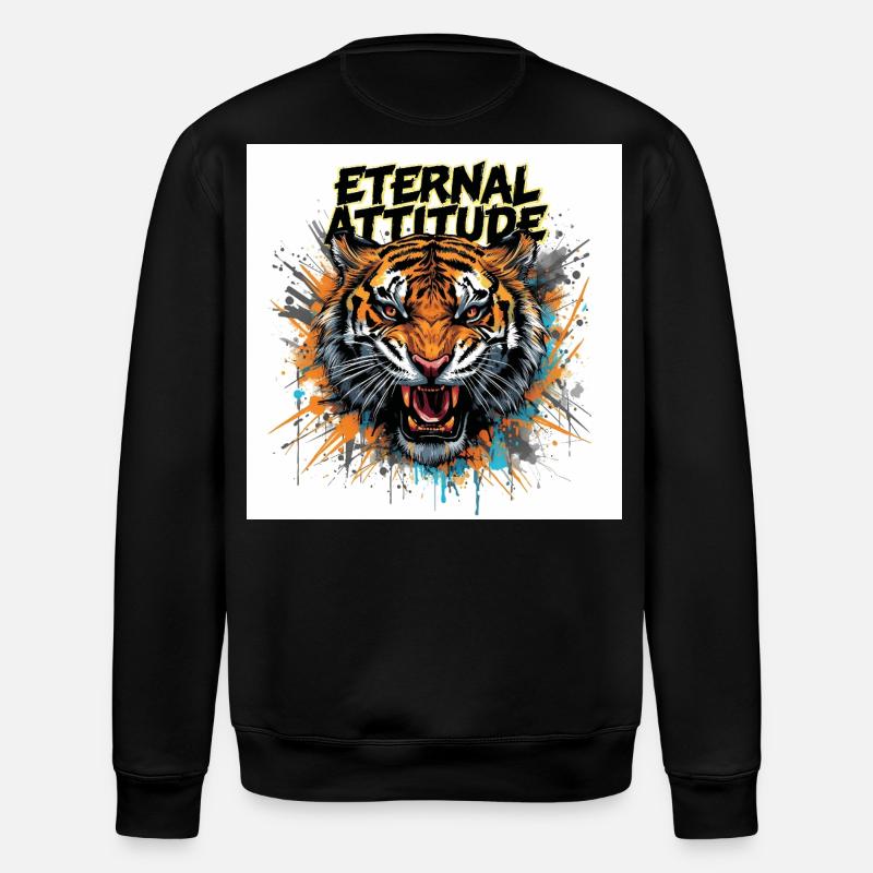 Ewige Tigerpose - Stanley/Stella Unisex Bio-Sweatshirt ROLLER - Schwarz