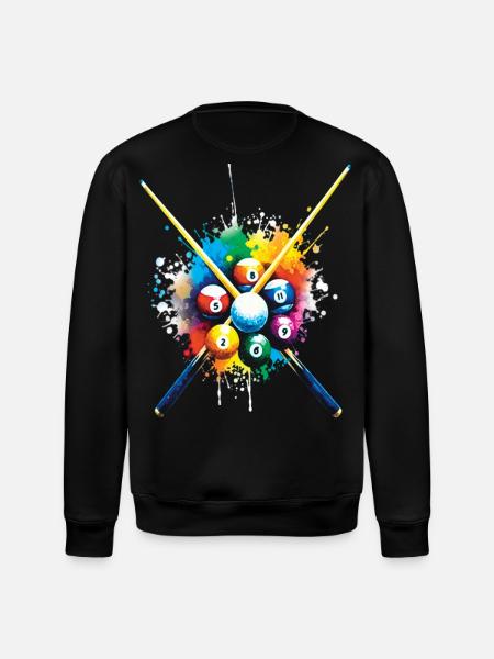 Billard – Illustration von bunten Billardkugeln - Stanley/Stella Unisex Bio-Sweatshirt ROLLER - Schwarz