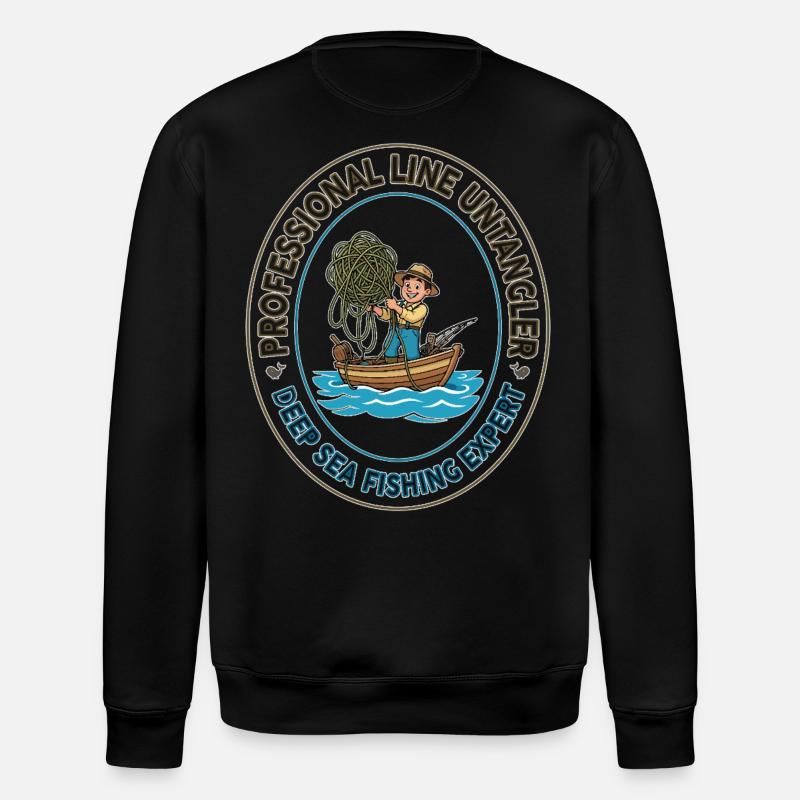 Deep Sea Line Unangler Patch - Stanley/Stella ROLLER Unisex Organic Sweatshirt - black