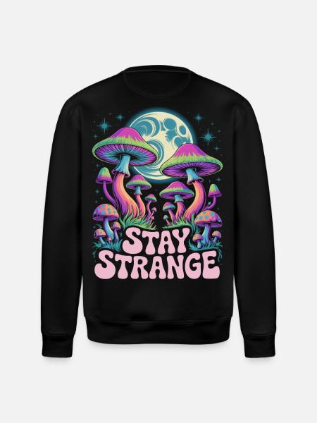 Stay Strange Mushroom Art - Stanley/Stella ROLLER Unisex Organic Sweatshirt - black