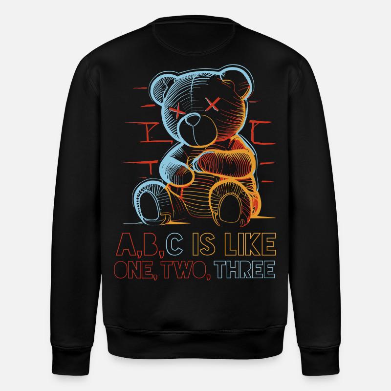 Loving Bear with Alphabet Drawing - Stanley/Stella ROLLER Unisex Organic Sweatshirt - black