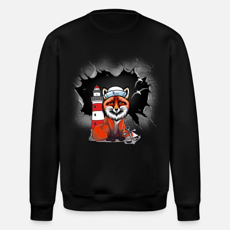 Seemann Fuchs Matrose maritim - Stanley/Stella Unisex Bio-Sweatshirt ROLLER - Schwarz