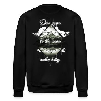 Spruch für die Person Hinter Dir Bring Ein Lächeln - Stanley/Stella Unisex Bio-Sweatshirt ROLLER - Schwarz - Hinten - Nik (191cm)
