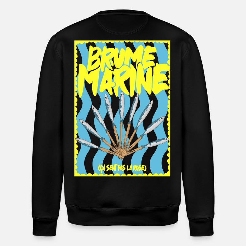 Brume Marine et  éventaile de sardines - Sweat bio ROLLER Stanley/Stella Unisexe - noir