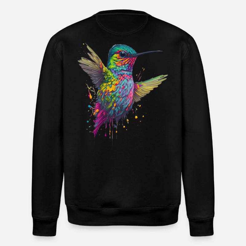 Farbexplosion Kolibri Kunstwerk - Stanley/Stella Unisex Bio-Sweatshirt ROLLER - Schwarz
