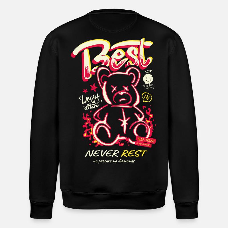 Best Never Rest Neon Teddy - Stanley/Stella ROLLER Unisex Organic Sweatshirt - black