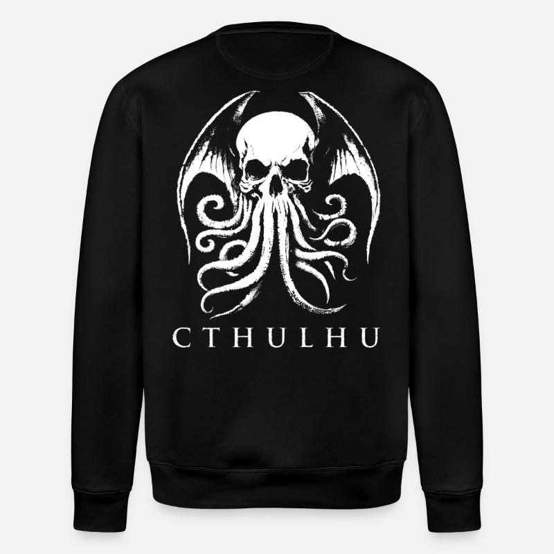 Cthulhu Gothic Skull - Stanley/Stella ROLLER Unisex Organic Sweatshirt - black