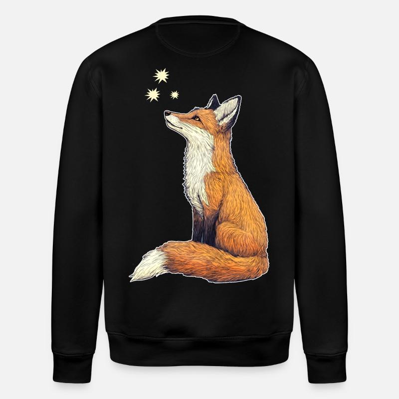 Fox with stars - Stanley/Stella ROLLER Unisex Organic Sweatshirt - black