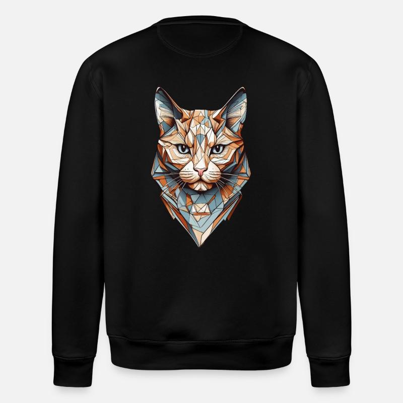 Geometric Cat Diversity - Stanley/Stella ROLLER Unisex Organic Sweatshirt - black