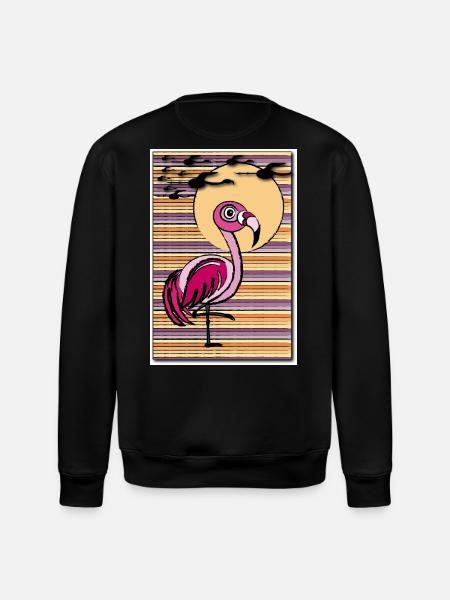 Flamingo in the sunset - Stanley/Stella Unisex Bio-Sweatshirt ROLLER - Schwarz