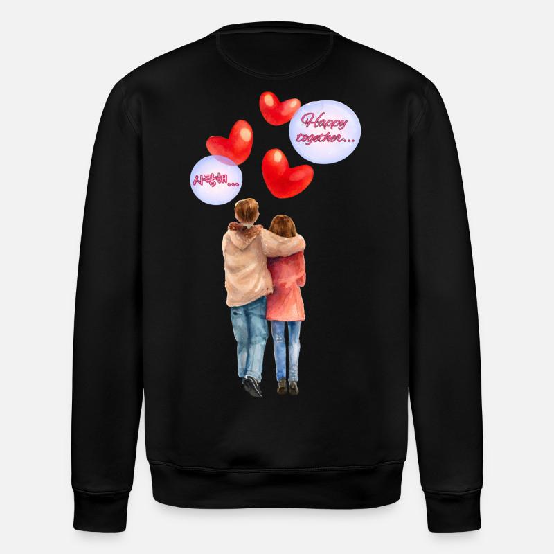 Heureux ensemble – Illustration romantique à l’aquarelle - Sweat bio ROLLER Stanley/Stella Unisexe - noir