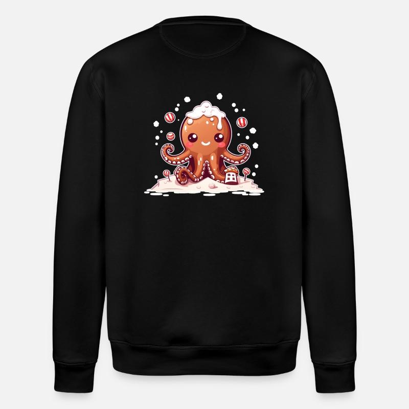 Gingerbread Octopus - Stanley/Stella ROLLER Unisex Organic Sweatshirt - black
