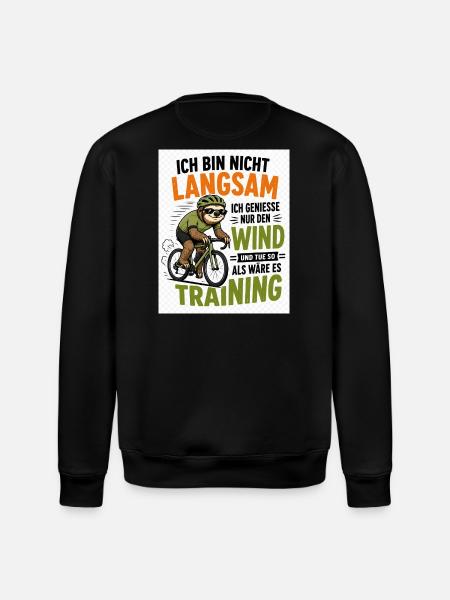 Faultier auf Fahrrad - Stanley/Stella Unisex Bio-Sweatshirt ROLLER - Schwarz