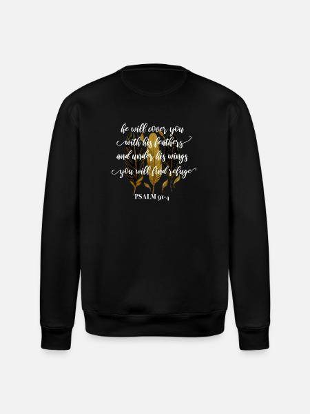 Bible Verse Psalm 91:4 - Stanley/Stella ROLLER Unisex Organic Sweatshirt - black