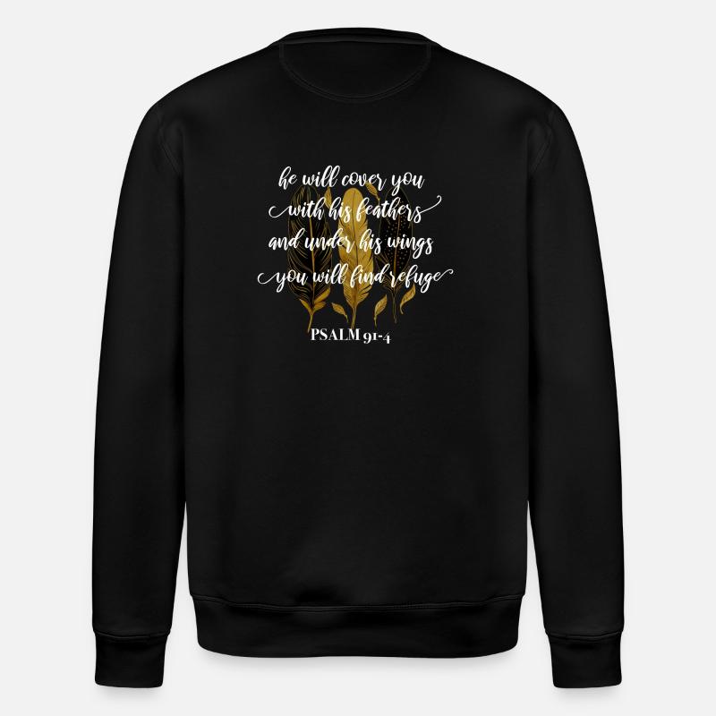 Bibelvers Psalm 91:4 - Stanley/Stella Unisex Bio-Sweatshirt ROLLER - Schwarz
