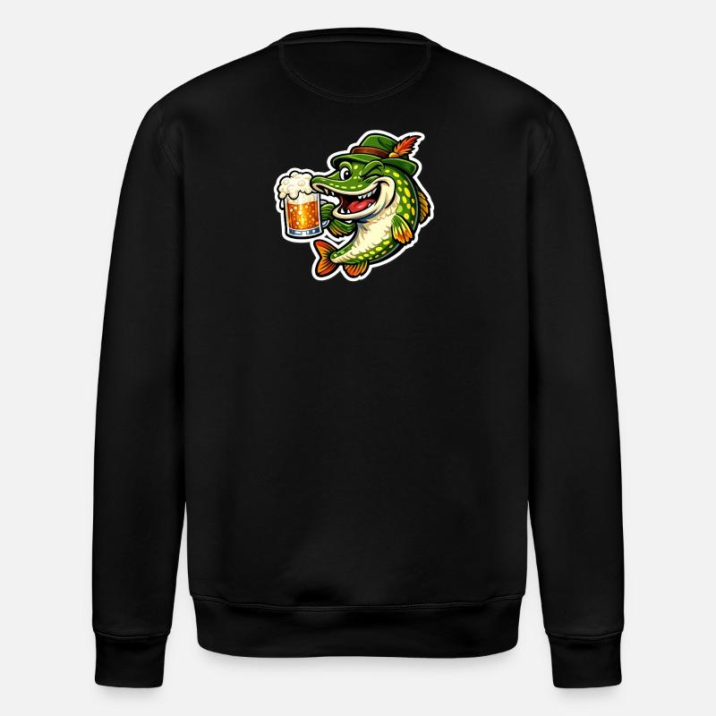 Petri Heil ! - Brochet drôle avec bière - Sweat bio ROLLER Stanley/Stella Unisexe - noir
