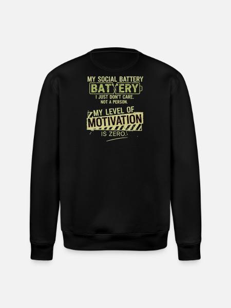 Zero Motivation Social Battery - Stanley/Stella ROLLER Unisex Organic Sweatshirt - black