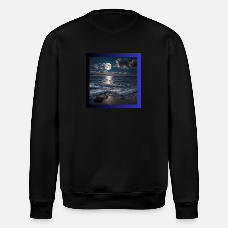 Pleine lune avec la mer - Sweat bio ROLLER Stanley/Stella Unisexe - noir