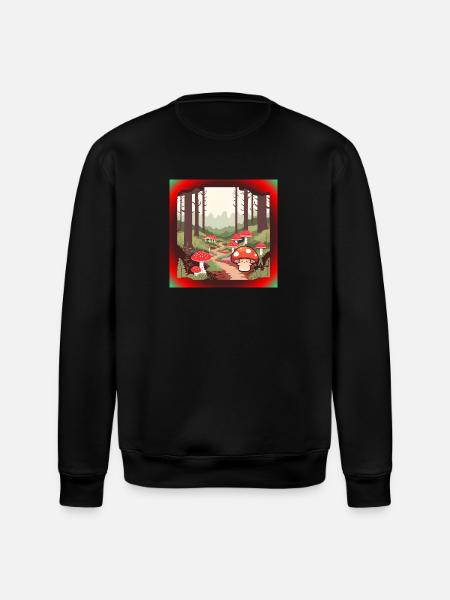 Mushrooms in the forest - Stanley/Stella ROLLER Unisex Organic Sweatshirt - black